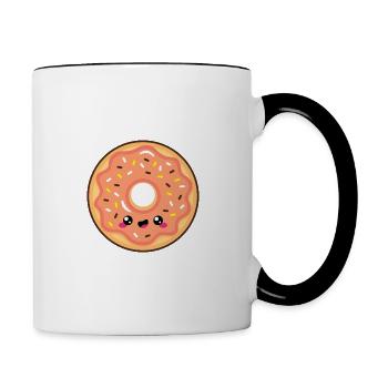 Donut smile kawaii marron - Mug contrasté - blanc/noir - Droite