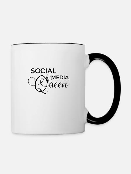 Social Media Queen - Tasse zweifarbig - Weiß/Schwarz