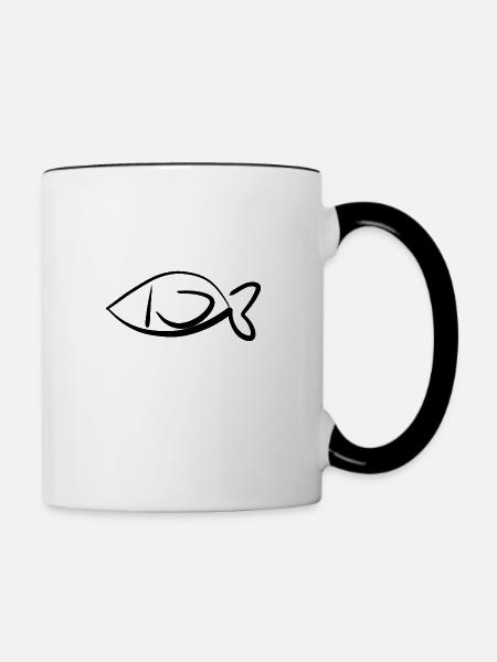 fisch fischen - Tasse zweifarbig - Weiß/Schwarz