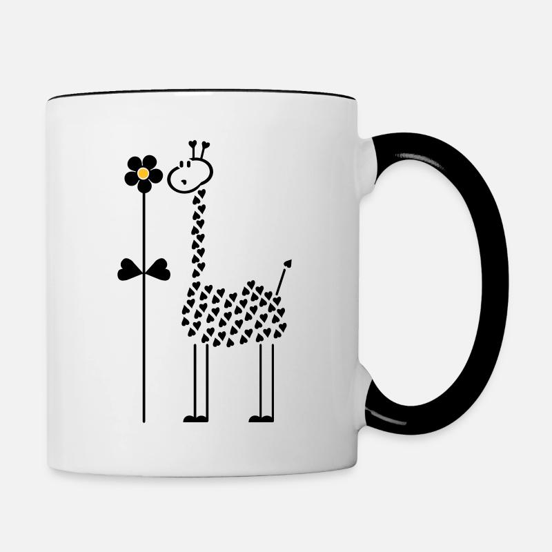 Giraffe in Führling / spring giraffe (2c) - Contrasting Mug - white/black