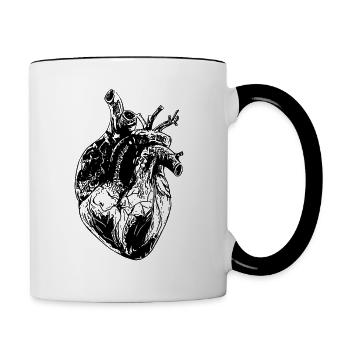 Herz Organ Grafik - Tasse zweifarbig - Weiß/Schwarz - Rechts