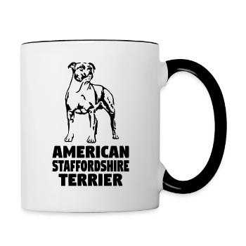 American Staffordshire Terrier debout avec du texte - Mug contrasté - blanc/noir - Droite