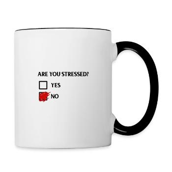 Are you stressed? - Bist du im Stress? - Tasse zweifarbig - Weiß/Schwarz - Rechts
