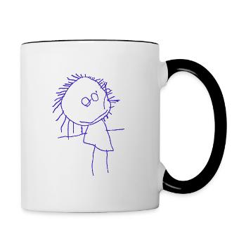 Children's drawing for mom - Contrasting Mug - white/black - Right
