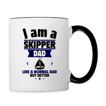 Papa Skipper, Originelles Vatertagsgeschenk - Tasse zweifarbig - Weiß/Schwarz - Rechts