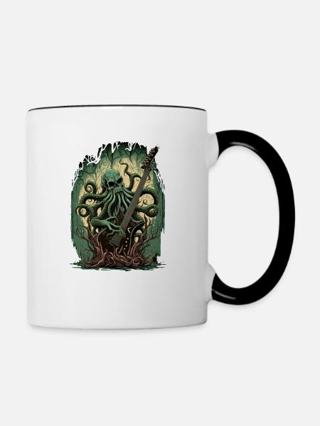 Cthulhu-Felsen - Tasse zweifarbig - Weiß/Schwarz