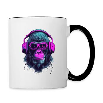Monkey Beats - Tasse zweifarbig - Weiß/Schwarz - Rechts