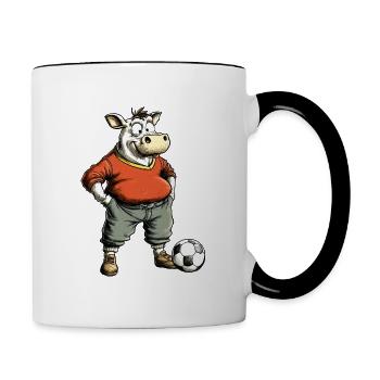 Kühe Fussball - Tasse zweifarbig - Weiß/Schwarz - Rechts