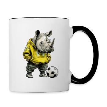 Rhinos Soccer / Soccer Rhinoceros - Contrasting Mug - white/black - Right