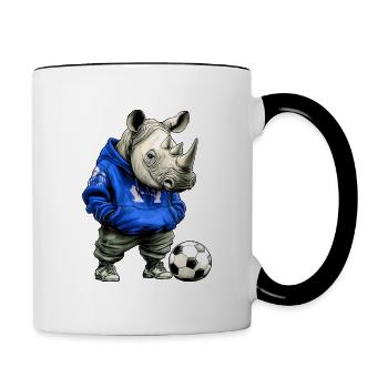 Rhinos Soccer / Soccer Rhinoceros - Mug contrasté - blanc/noir - Droite