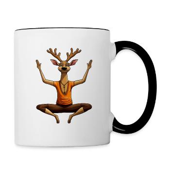 Deer Yoga / Yogi Deer - Contrasting Mug - white/black - Right