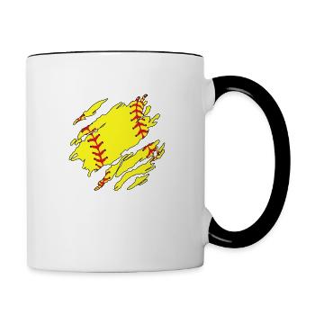 Softball Innen - Tasse zweifarbig - Weiß/Schwarz - Rechts