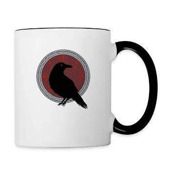 Raven Nordic Mythology Celts Gift - Contrasting Mug - white/black - Right