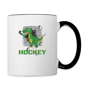 hockey trend field hockey fieldhockey hockeysaurus - Contrasting Mug - white/black - Right