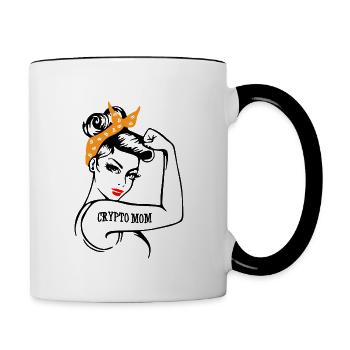 Crypto Mom Messy Bun Cheveux Mère Crypto Crypto-monnaie - Mug contrasté - blanc/noir - Droite