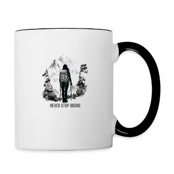 Never Stop Hiking (Himalaya Woman Edition) - Tasse zweifarbig - Weiß/Schwarz - Rechts