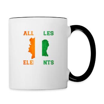 Allez LES Éléphant Maillot de Pied Côte d'Ivoire - Mug contrasté - blanc/noir - Droite