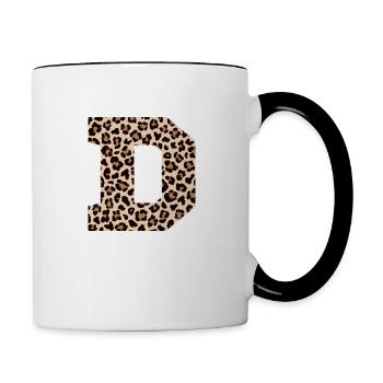 lettre D motif léopard -idée cadeau d’anniversaire - Mug contrasté - blanc/noir - Droite