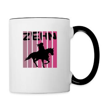 10.Geburtstag,Retro Pferde Design - Tasse zweifarbig - Weiß/Schwarz - Rechts