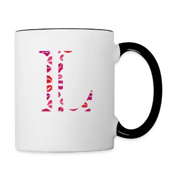 Lettre l bisous - Mug contrasté - blanc/noir - Droite