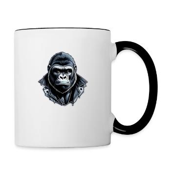 gorille avec chaine en or - Mug contrasté - blanc/noir - Droite