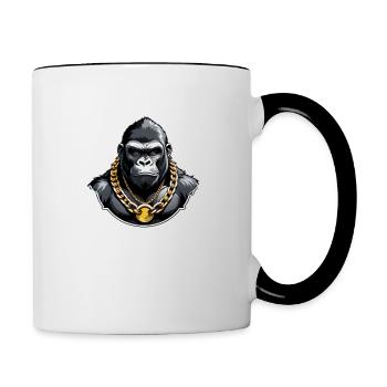 Gorilla mit Goldkette - Tasse zweifarbig - Weiß/Schwarz - Rechts