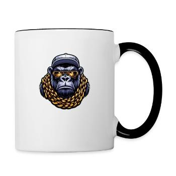 gorille avec chaine en or - Mug contrasté - blanc/noir - Droite