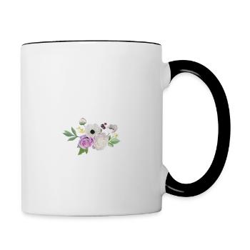 Lila Blumenbuchstabe O - Tasse zweifarbig - Weiß/Schwarz - Rechts
