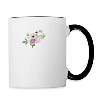 Purple floral letter p - Contrasting Mug - white/black - Right