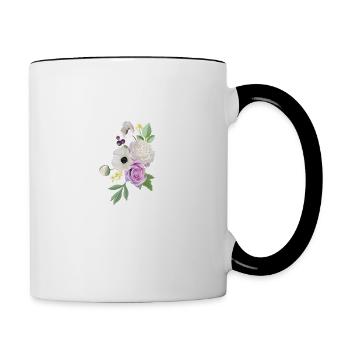 Lettre t floral violet - Mug contrasté - blanc/noir - Droite