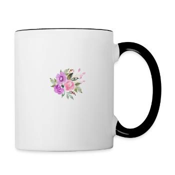 Lettre t floral violet - Mug contrasté - blanc/noir - Droite