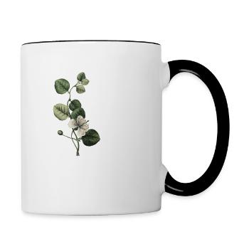 Buchstabe R Grün Botanisch - Tasse zweifarbig - Weiß/Schwarz - Rechts