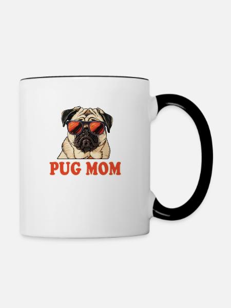 Pug Mom Mops Hund - Tasse zweifarbig - Weiß/Schwarz