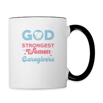 God Found The Strongest Women Caregiving Carer - Contrasting Mug - white/black - Right