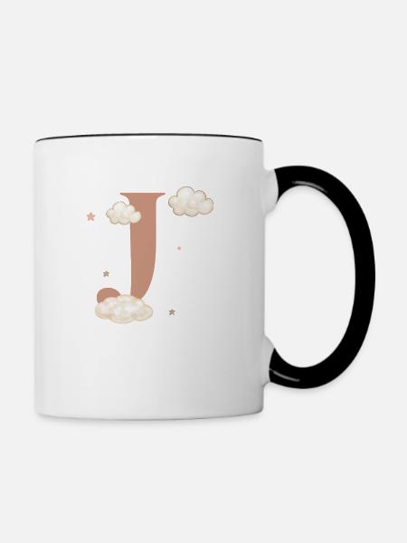 Buchstabe j bewölkt Sterne - Tasse zweifarbig - Weiß/Schwarz