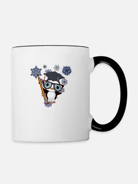 Winter Pinguin - Tasse zweifarbig - Weiß/Schwarz