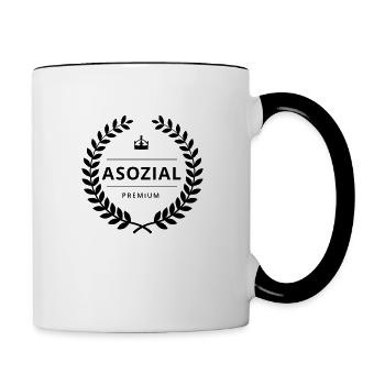 ASOZIAL PREMIUM - Badge - Tasse zweifarbig - Weiß/Schwarz - Rechts