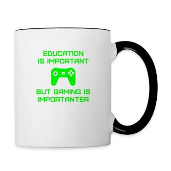 L'éducation est importante mais le jeu est important - Mug contrasté - blanc/noir - Droite