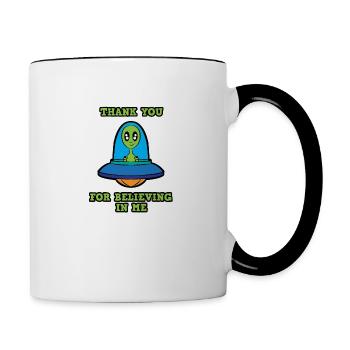 Thank you Believer UFO Alien Women Men Kids - Contrasting Mug - white/black - Right