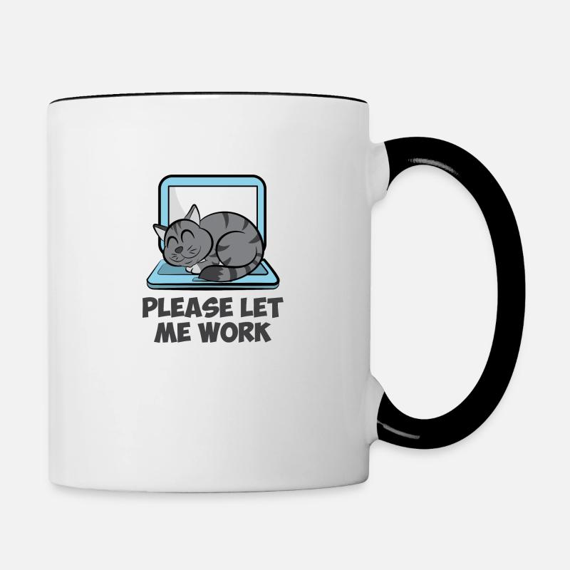 Chat Ordinateur Ordinateur Let me work Dames Hommes - Mug contrasté - blanc/noir