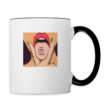 manger la chatte de son végétalien - Mug contrasté - blanc/noir - Droite