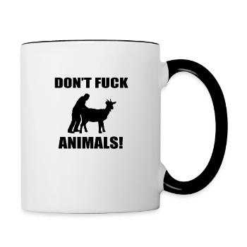 dont fuck animals - Contrasting Mug - white/black - Right