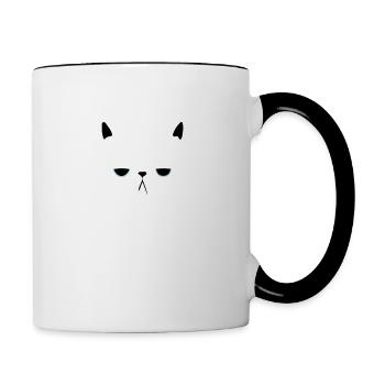 chat s'ennuie - Mug contrasté - blanc/noir - Droite