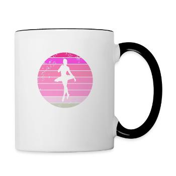 Ballerine de ballet en danseuse rose rétro - Mug contrasté - blanc/noir - Droite