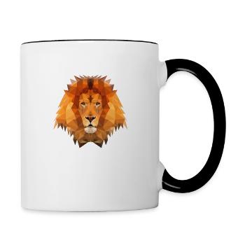 Lion lion head polygon - Contrasting Mug - white/black - Right