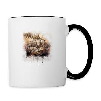 African Animals Watercolor Savanne Safari Animaux - Mug contrasté - blanc/noir - Droite