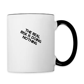 Das wahre Risiko ist, nichts zu zitieren - Tasse zweifarbig - Weiß/Schwarz - Rechts
