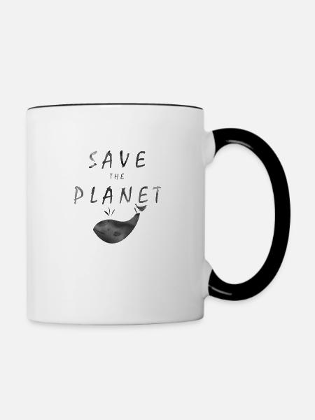 Save The Planet - Tasse zweifarbig - Weiß/Schwarz