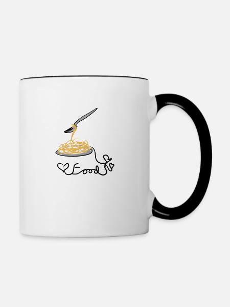 essen spaghetti - Tasse zweifarbig - Weiß/Schwarz