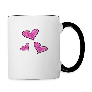 Herzen Herz - Tasse zweifarbig - Weiß/Schwarz - Rechts